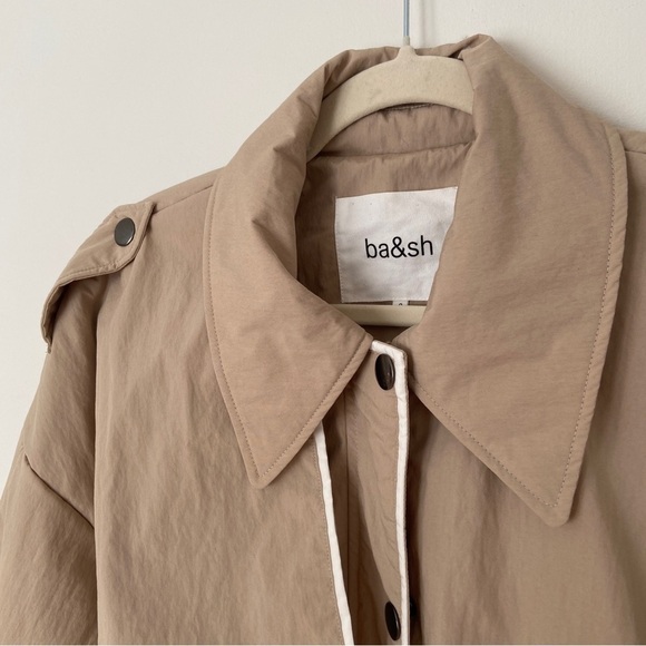 ba&sh Korence Cropped Trench Coat Beige size XS Cotton Utility Minimalist - Picture 13 of 14